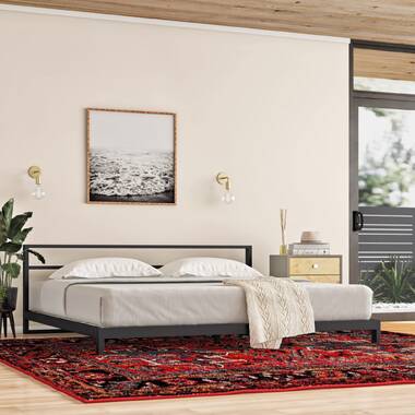 Trisha metal platform bed deals frame with headboard